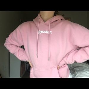 Glossier pink hoodie